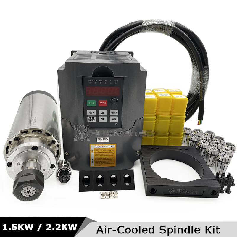 Air Cooled 1.5Kw Spindle Motor Inverter 110V - Zestaw wrzeciona CNC chłodzonego powietrzem 2.2KW