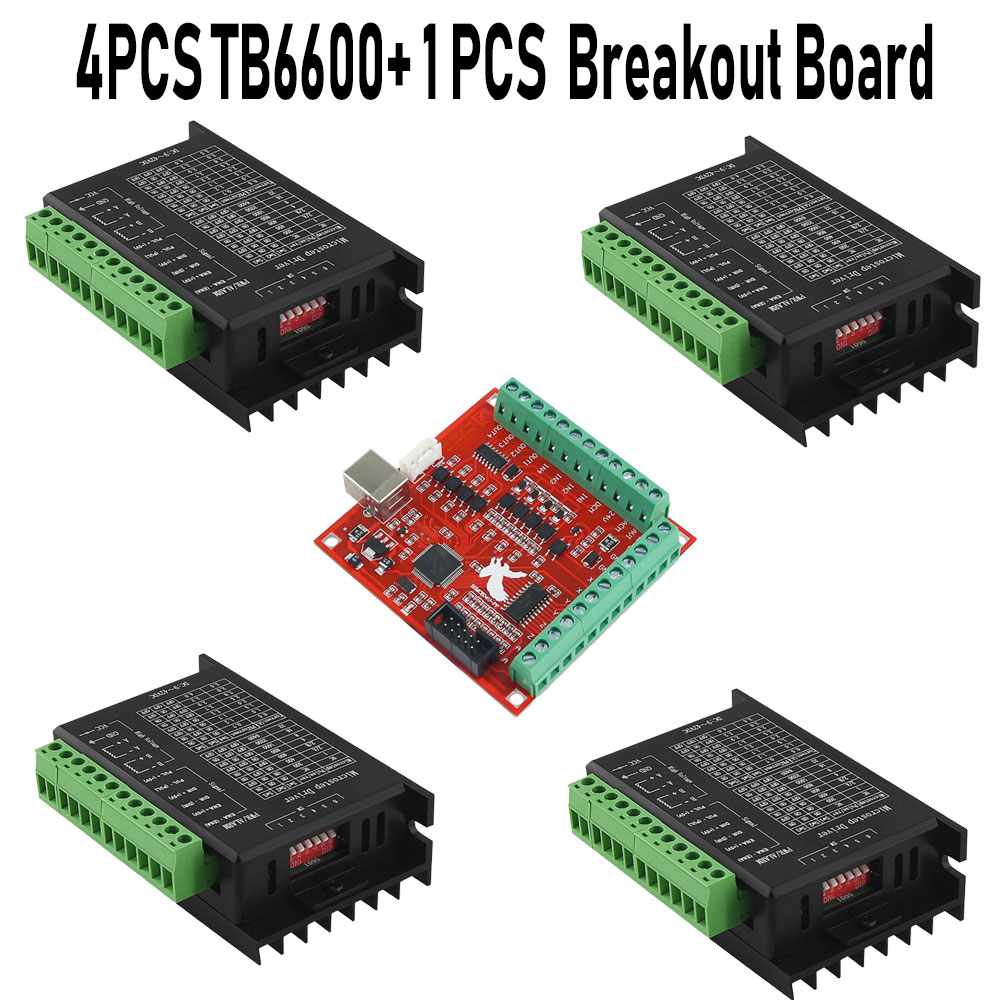 Mach3 Usb Cnc Controller 4 Axis 100Khz - 4PCS Sterownik silnika krokowego TB6600 Upgrade