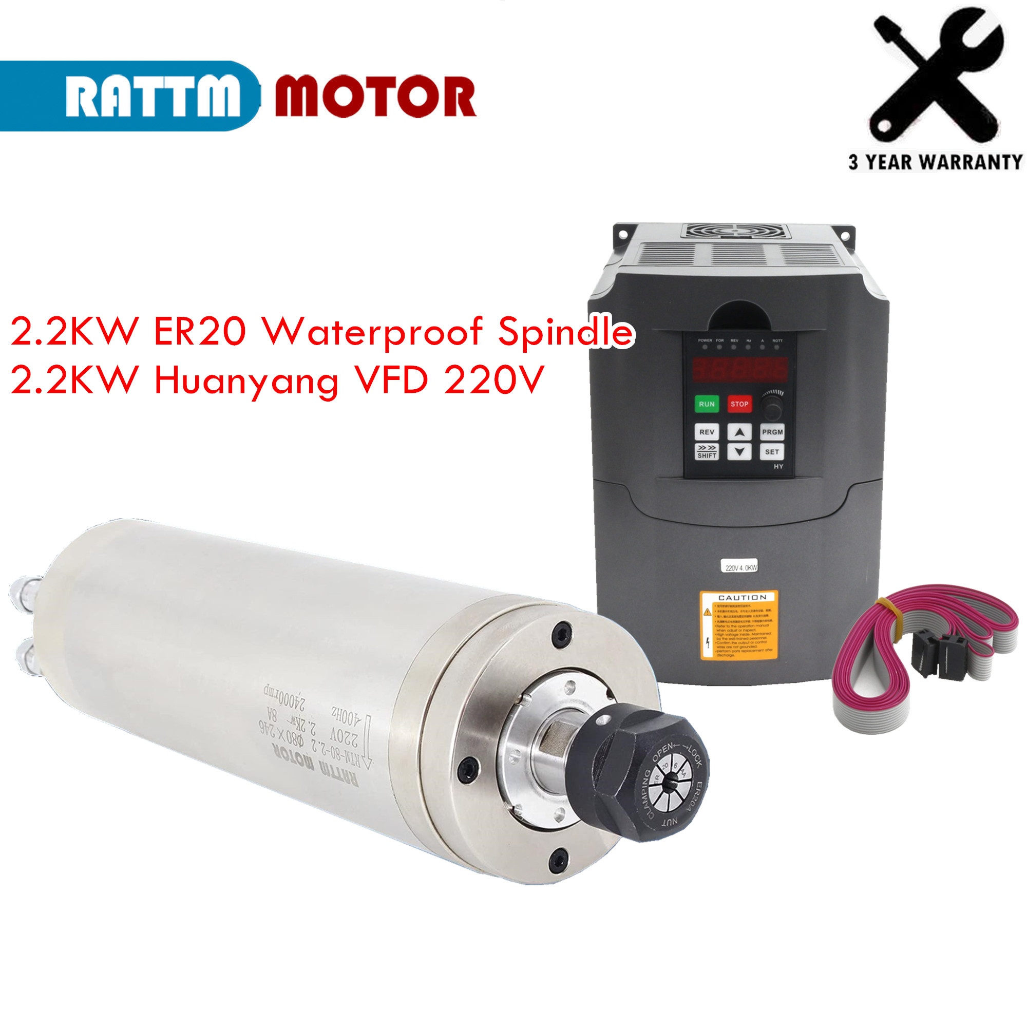 2.2Kw Water Cooled Spindle Kit Vfd - Wodoodporny, chłodzony wodą zestaw silnika wrzeciona