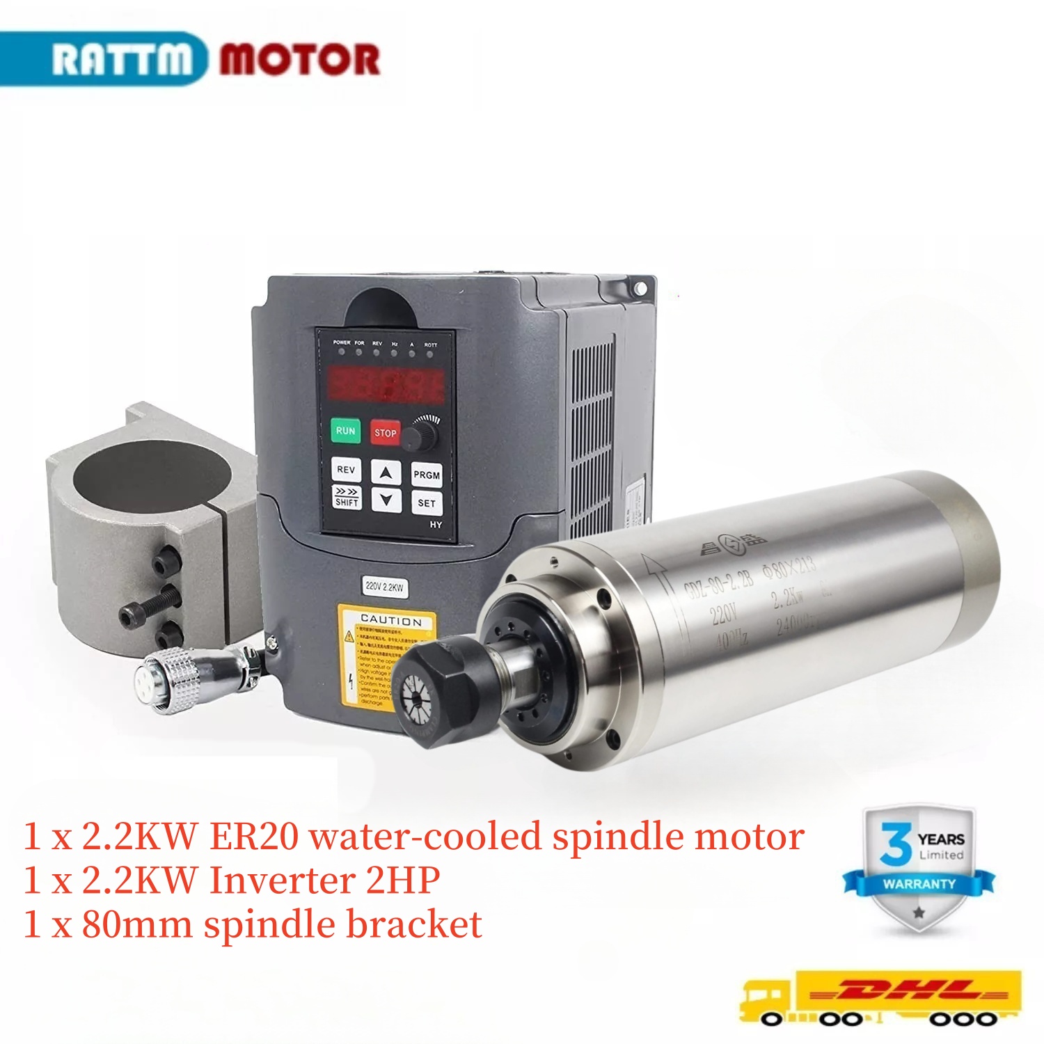 2.2Kw Water Cooled Spindle Kit Vfd - Zestaw wrzeciona chłodzonego wodą 2.2KW 110V